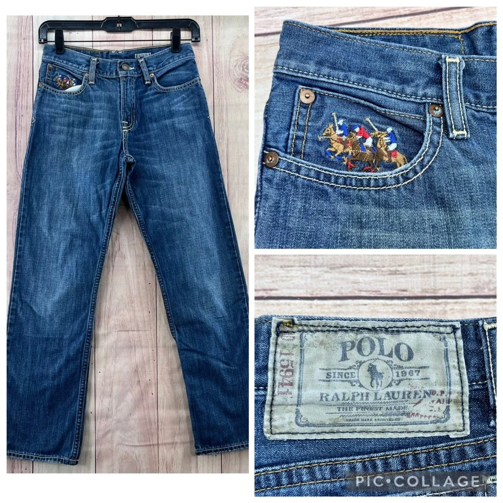 Polo Ralph Lauren Kids Jeans Blue Embroidered Pocket Size 12 - Picture 1 of 7
